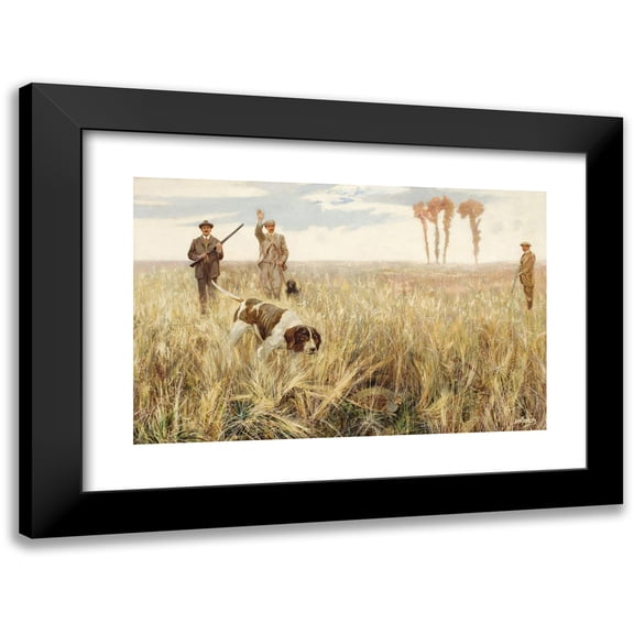 John George Sowerby 14x11 Black Modern Framed Museum Art Print Titled - Hunting Quail