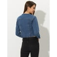 thumbnail image 3 of DARING DIVA Women's Collarless Button Down Long Sleeve Denim Jacket M Blue, 3 of 6