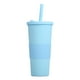 thumbnail image 1 of Vaso de plástico plano de 24 onzas, sin BPA, vaso reutilizable de gran tamaño con tapa y pajita., 1 of 5