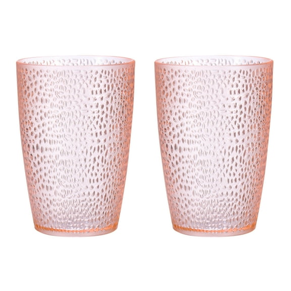 Uxcell 13oz Acrylic Drinking Glasses, 2Pack Plastic Reusable Tumblers Drinkware for Home Outdoors, Pink