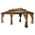 thumbnail image 2 of ModFusion 12'X20' Double Roof Heavy-Duty Galvanized Steel with Netting and Curtains in Bronze, 2 of 12