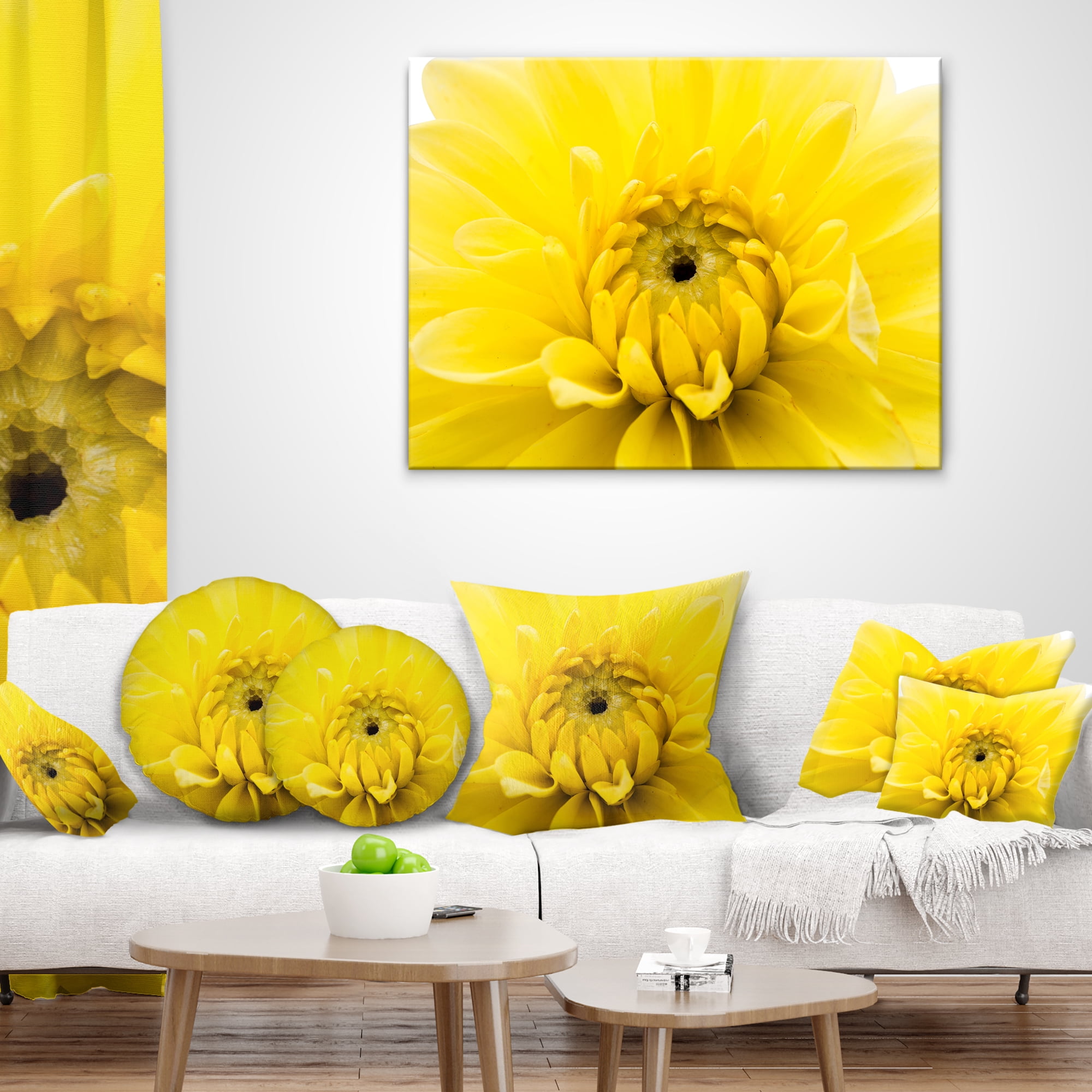 Designart Yellow Chrysanthemum Gold Flower - Flower Throw Pillow - 12x20