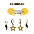 thumbnail image 2 of Colorado College Spirit Stack black mini enamel bolts and golden yellow statement open starboys, 2 of 2