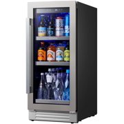 Ca'Lefort 80 Can Beverage Refrigerator,15 Inch Single Zone Beverage Fridge with Stainless Steel Door Frame