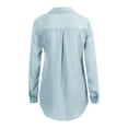 thumbnail image 5 of Plus Size Womens Roll Up Long Sleeve V-Neck Tops Ladies Chiffon Lapel Tunic Solid Color Blouses Casual Loose Tops, 5 of 5
