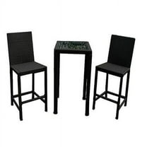 Bar Height Bistro Set- Dark Brown Wicker
