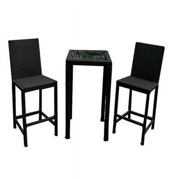 Bar Height Bistro Set- Dark Brown Wicker