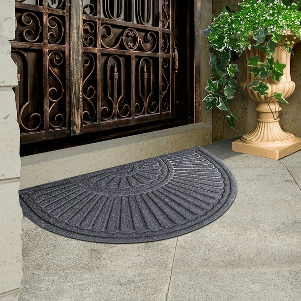 Mibao Half Round Door Mat, Heavy Duty Doormat for High Traffic Area, 24