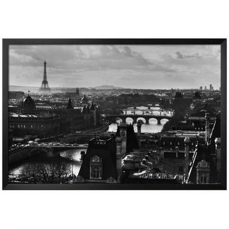 UPC: 0786024247699 | FRAMED Vintage Paris Bridges Skyline 36×24 Photograph Art Print Poster