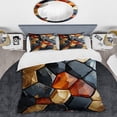 thumbnail image 2 of Designart "Cubic Gold and Blue Mosaic Tiles II" Abstract Tile Bedding Covert Set - Abstract Gold Modern Bed Set With 2 Shams, 2 of 5
