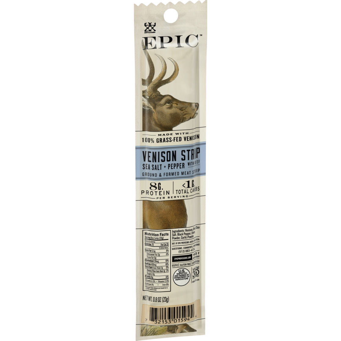 EPIC Venison & Beef Strip, Grass-Fed, Keto Friendly, Whole30, 0.8oz