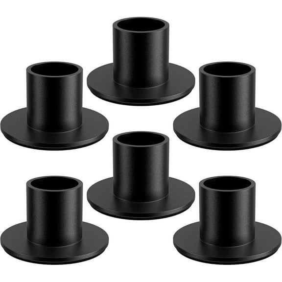 LQQBOX Set of 6 Candle Holders, Black Round Candlestick Holders Taper Candle Holders Decorative Iron Candle Stand for Home Decor, Dinning, Wedding, Party, Anniversary