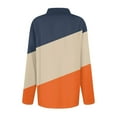 thumbnail image 6 of Womens Long Sleeve Polo Shirts Color Block V Neck Collared, Fall Casual Tunic Tees for Weekend Orange 3XL, 6 of 6
