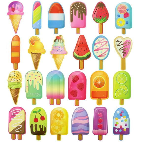 120-Pack Bulk Ice Cream Bookmarks for Classroom Supplies, Student Appreciation, Cute and Colorful Summer Gifts, Popsicle, Cone, and Fruit-Filled Bar Designs, 6 in