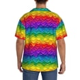 thumbnail image 3 of Lsque Bright Rainbow print Men's Cuban Collar Short Sleeve Shirt Summer Beachwear Casual Button Down Fashionable Vacation Leisure Shirt-Medium, 3 of 7