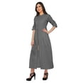 thumbnail image 3 of Moomaya Chinese Dresses For Women Solid Cotton Slub Roll Up Sleeve Long Dress, 3 of 5