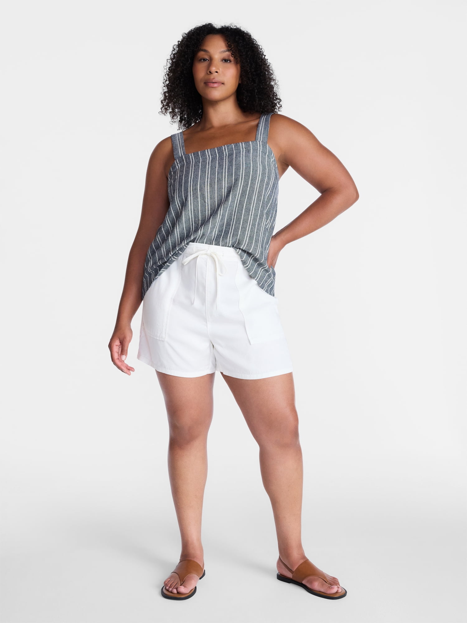 Time and Tru Women's Soft Utility Shorts, 4" Inseam, Sizes XS-XXXL