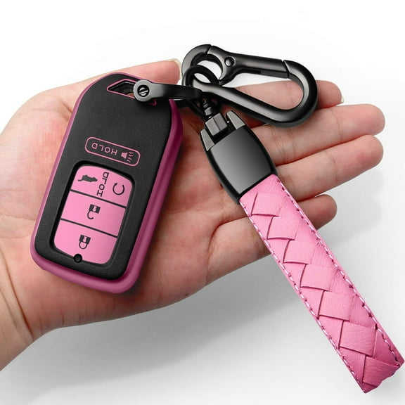 for Honda Key fob Cover with Leather Keychain,Soft TPU Full Cover Protection,Key fob case Compatible with Accord Civic CRV Pilot Odyssey Passport Smart Remote Key
