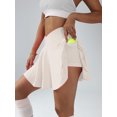 thumbnail image 4 of Womens Tennis Skirt with inner Shorts Pockets Shorts Crossover High Waisted Athletic Skorts Skirts for Golf Running Workout and Yoga Sports Activewear Off-white M, 4 of 7