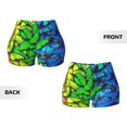 thumbnail image 6 of Yiaed Multicolored Butterflies Print Women's Athletic Shorts Running Shorts Sporty Short High Waisted Elastic Workout Shorts for Yoga Gym Running & Sports -X-Large, 6 of 8