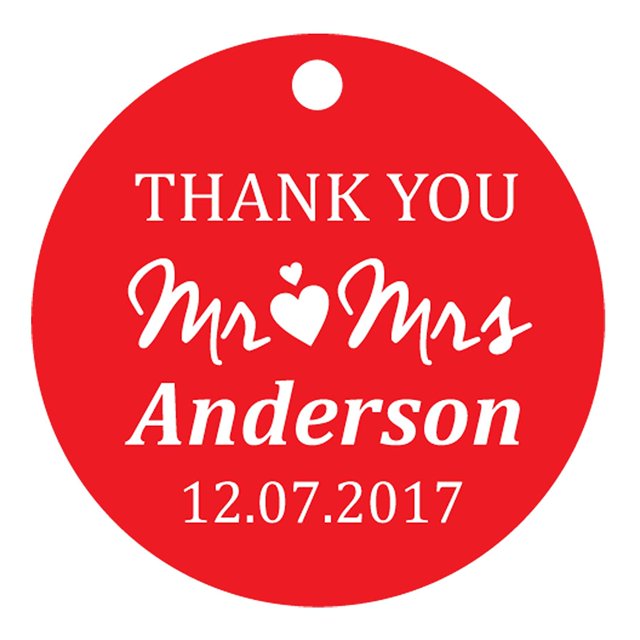 100 PCS Mr & Mrs Personalized Wedding Favor Gift Paper Tags Thank You Custom Made Hang Tags