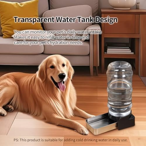 1 Gallon Automatic Gravity Dog Water Bowl Dispenser, Stainless Steel Large Capacity Pet Waterer with 3 Filters for Small to Medium Dogs and Cats