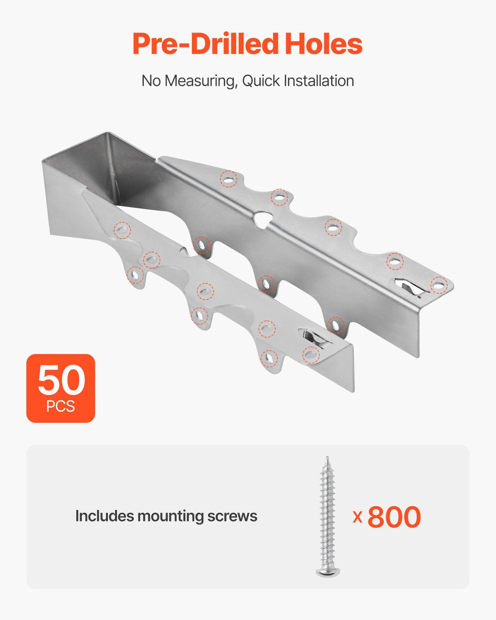 Face-Mount Joist Hanger, 1.57x1.50x7.83 in (40x38x199 mm), 50 Pcs, Heavy Duty, Weather-Resistant, Easy Installation for Roof, Deck, and Floor Support