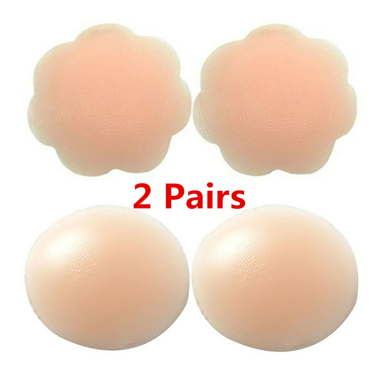 2pairs Reusable Adhesive Soft Silicone Nipple Cover Bra Pad Pasty Skin