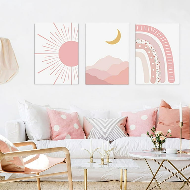 Living Room Baby Pink Home Accessories Pink Wall Art, Modern