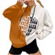 thumbnail image 1 of Jersey de otoño e invierno para mujer, con capucha, estilo punk oscuro, estampado, costura, manga larga, fino, suelto, informal, con cuello encapuchado, suéter, abrigo Pompotops FGAJ16613, 1 of 5