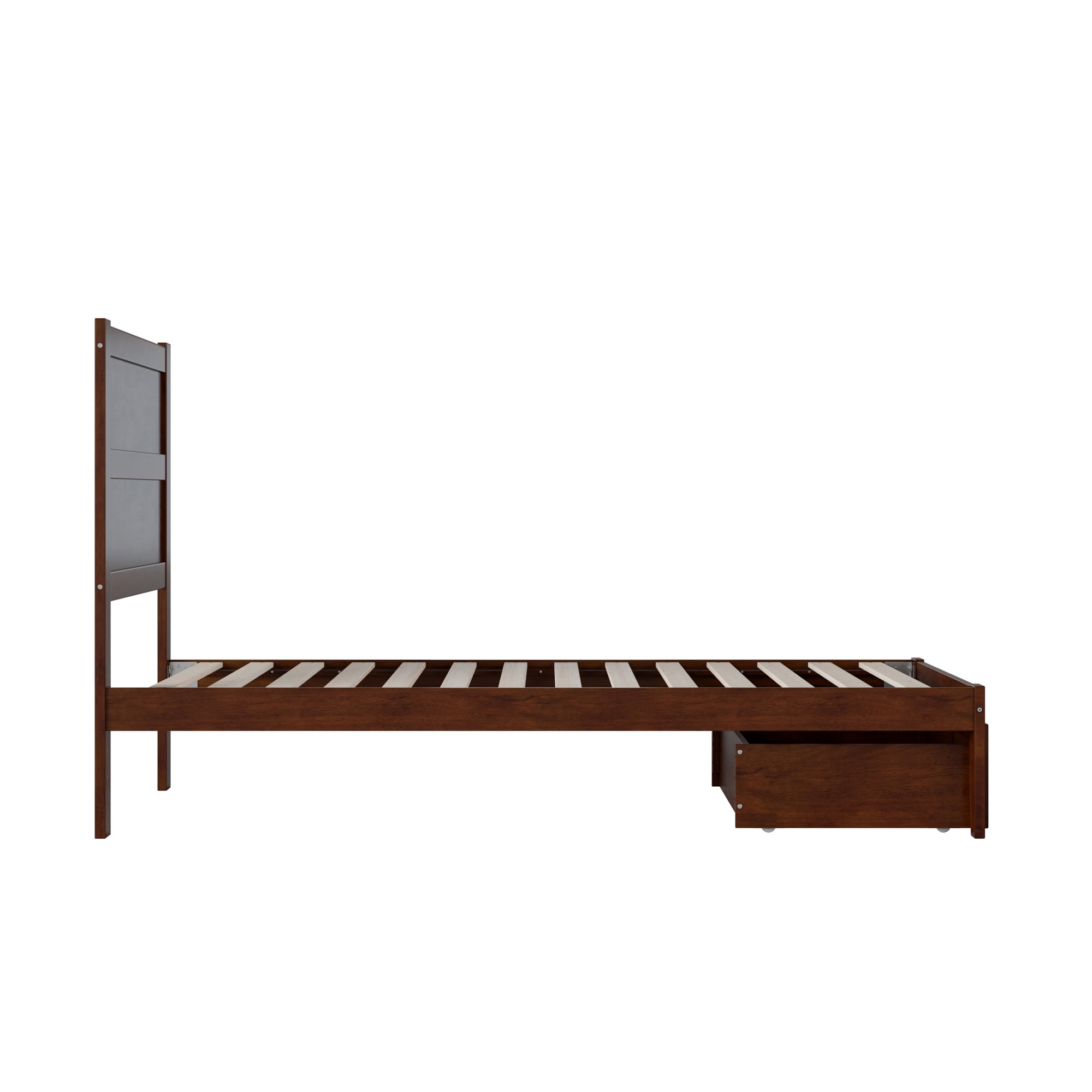 AFI NoHo 14" Twin XL Wood Platform Bed Frame with Foot Drawer Storage, Walnut