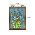thumbnail image 2 of CHLOE Lighting BLUE IRIS Floral Tiffany-Style Stained Glass Verical Hanging Window Panel 25" Tall, 2 of 9