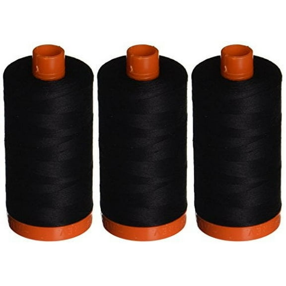 3-PACK - Aurifil A1050-2692 Mako Cotton Thread Solid 50WT 1422Yds Black