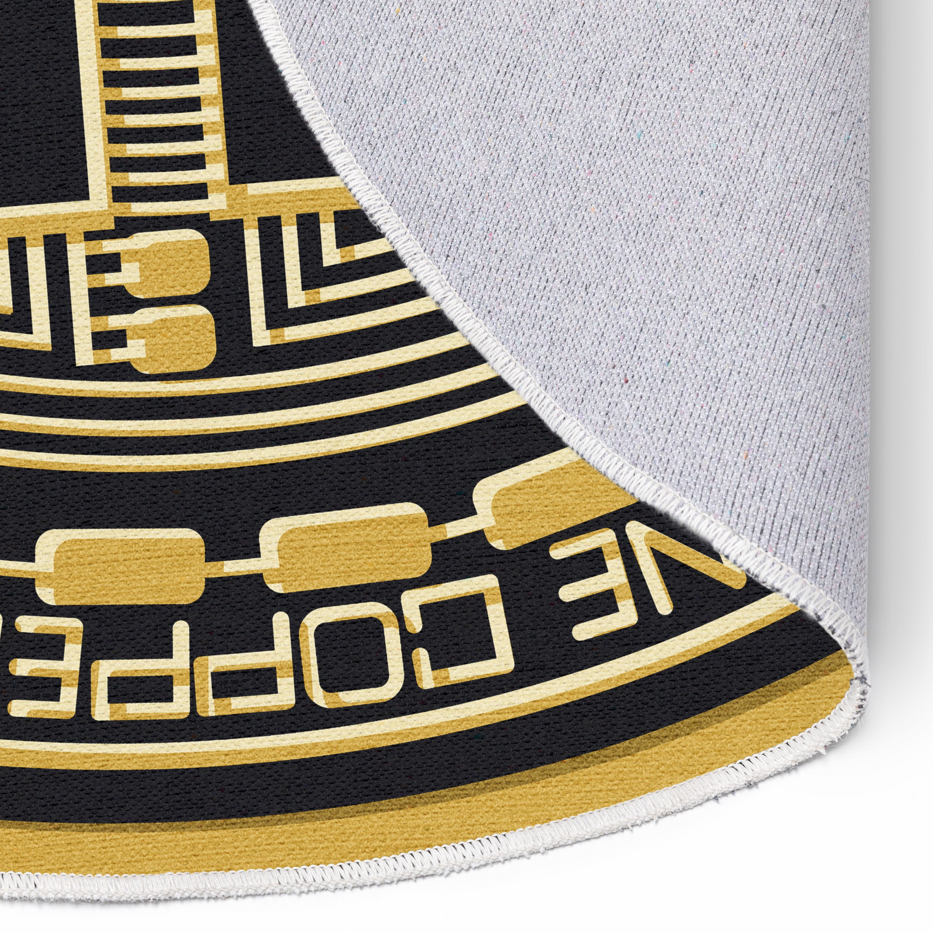 Well Woven Money Bitcoin Novelty Novelty Black Gold 6'7" Round Rug