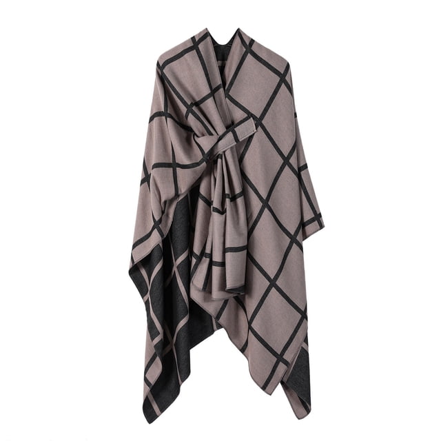 Cape Châle Tricotée Unie pour Femmes - Enveloppe Mode Automne Hiver Confortable