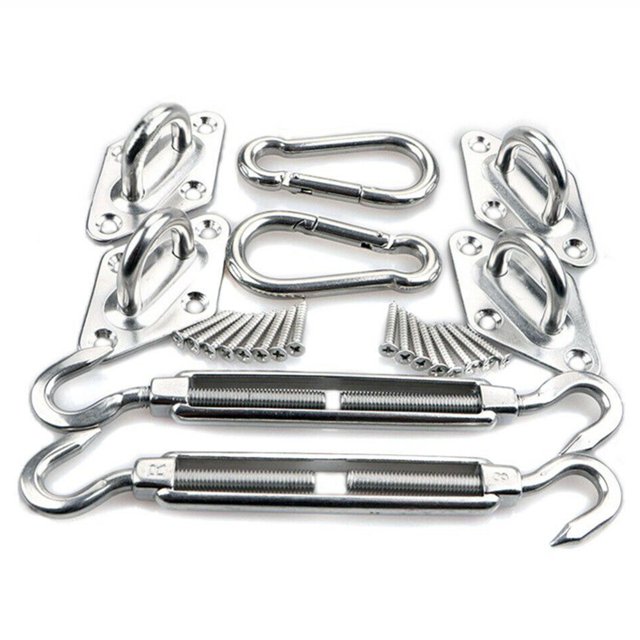 Kit de Montage de Voile d'Ombrage en Acier Inoxydable - Ensemble d'Installation Robuste avec Crochets à Pression, Boucles Pivotantes, Œillets et Vis - Options Durables 1# (240g) Ou 2# (650g) pour une Fixation Facile de la Toile