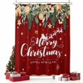 thumbnail image 2 of Red Christmas Shower Curtain, Xmas Botanical Ball Bell Waterproof Fabric Shower Curtains with 12 Hooks, Bathroom Curtain Set for Bathroom Accessories Decor, 72 x 72 Inches, 2 of 9