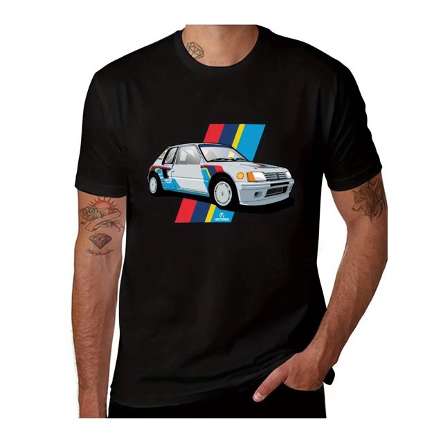 T Shirt Men'S Vintage 205 T16 Rally Racing Tee Features a Nostalgic French Racing Design with Logo Perfect for Rally Racing Enthusiasts
