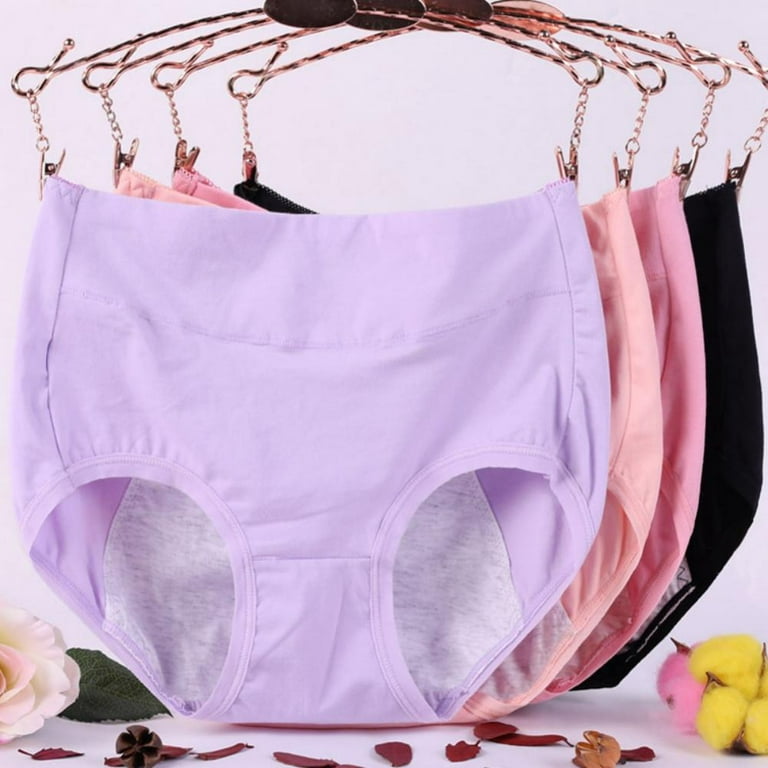Valcatch Plus Size Menstrual Period Underwear for Women Mid Waist Cotton  Postpartum Ladies Panties Briefs Girls 4 Pack
