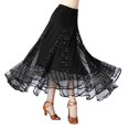 thumbnail image 1 of YM YOUMU Women Sequins Mesh Ruffle Ballroom Latin Dance Skirt Elastic Waist Long Swing Tiered Tango Salsa Waltz Dancewear, 1 of 3