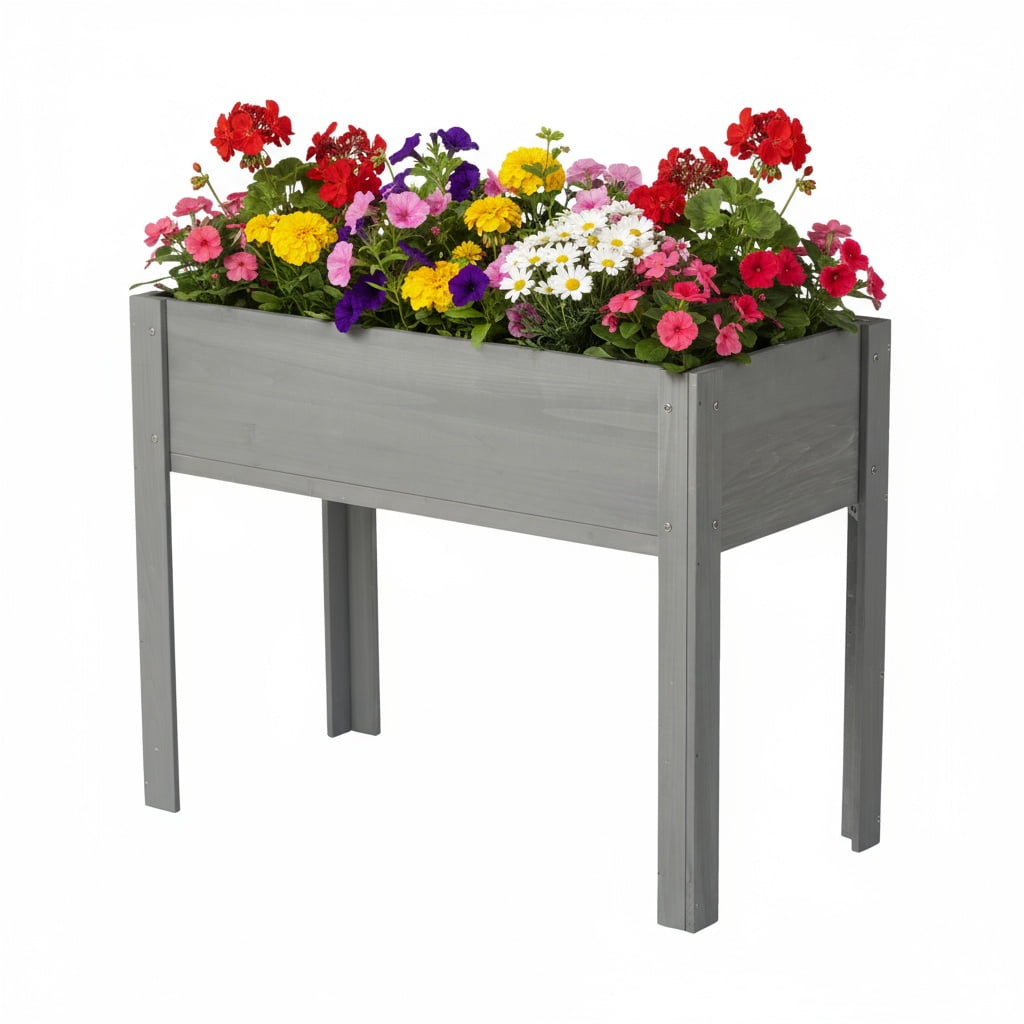 AsterOutdoor Raised Garden Bed with Legs – Elevated Wooden Planter Box 40 x 20 x 31 in for Plants, Flowers, Fruits, Vegetables & Herbs