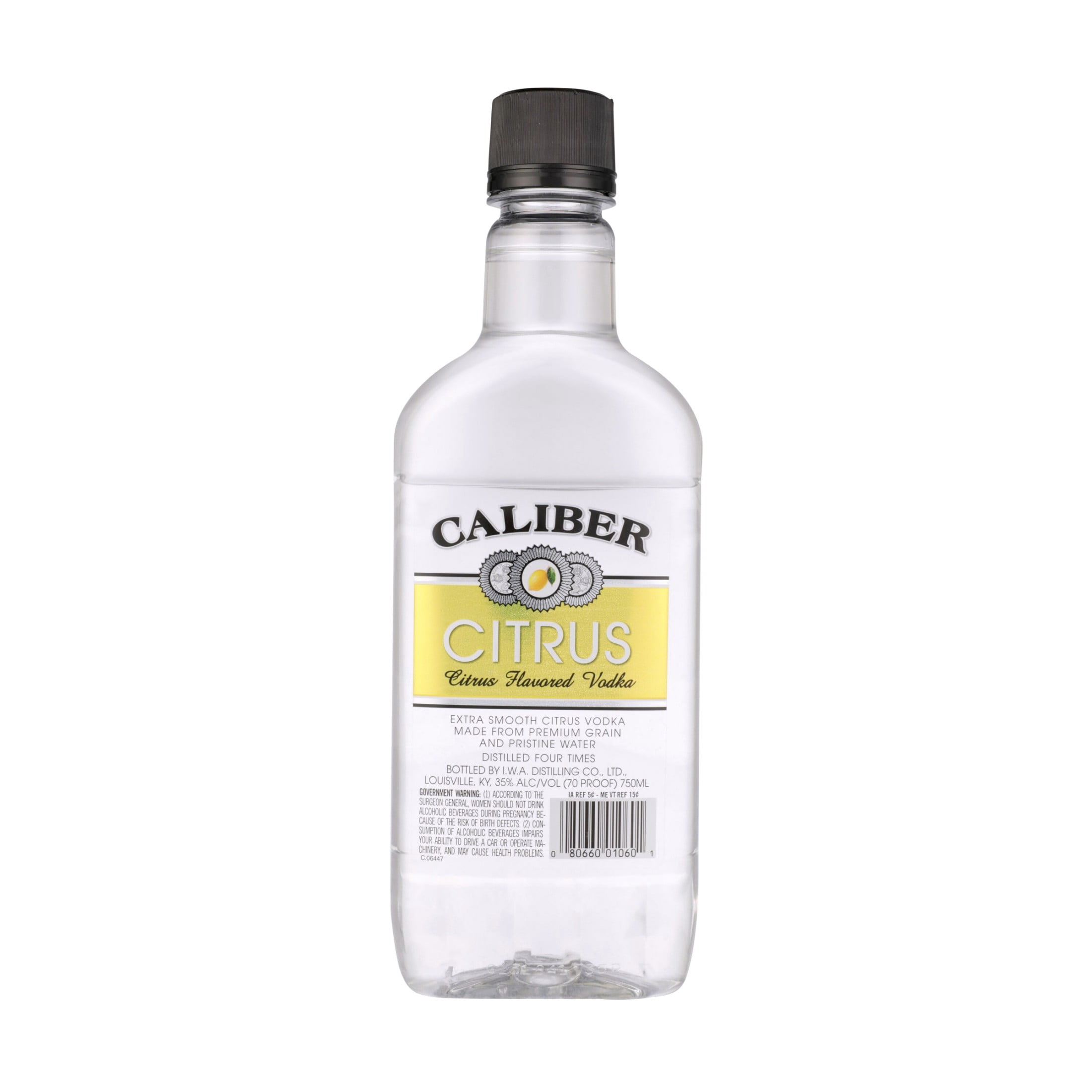 Caliber Citrus Vodka, 750ml Traveler Bottle of Vodka, 70 Proof