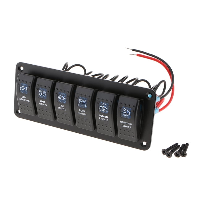 6 Gang Rocker Resetting Switch Panel 12 / 24V Disyuntor Coche Barco Marino Sunnimix Panel de interruptores basculantes de 6 bandas