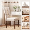 thumbnail image 3 of Upholstered Parsons Dining Chairs Set of 2, Button Tufted High Back Kitchen Side Chair for Dining Room, Beige, 3 of 7