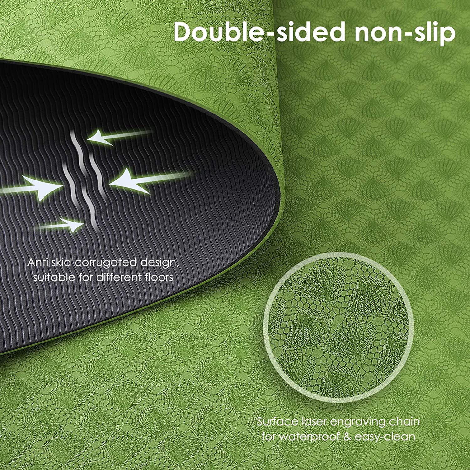 Yoga Mat, TPE Material - Textured Non Slip Surface and Optimal Cushioning 72"x 26" Thickness 1/4"