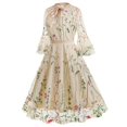 thumbnail image 2 of Summer Dresses Halloween Retro Mid Sleeve Dark Gothic Embroidered Stitching Two Piece Set Spring Dress Beige S, 2 of 4