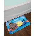 thumbnail image 2 of Octopus Ship Bath Mat, Pirate Ship Sailing in the Ocean near Tropical Island with Palm Trees, Plush Bathroom Decor Mat with Non Slip Backing, 29.5" X 17.5", Multicolor, by Ambesonne, 2 of 2