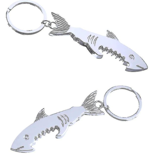 Suxm Shark Abrebotellas Novedad Abrebotellas de Metal Llavero Abridor de Botellas de Cerveza 2 Piezas Plata