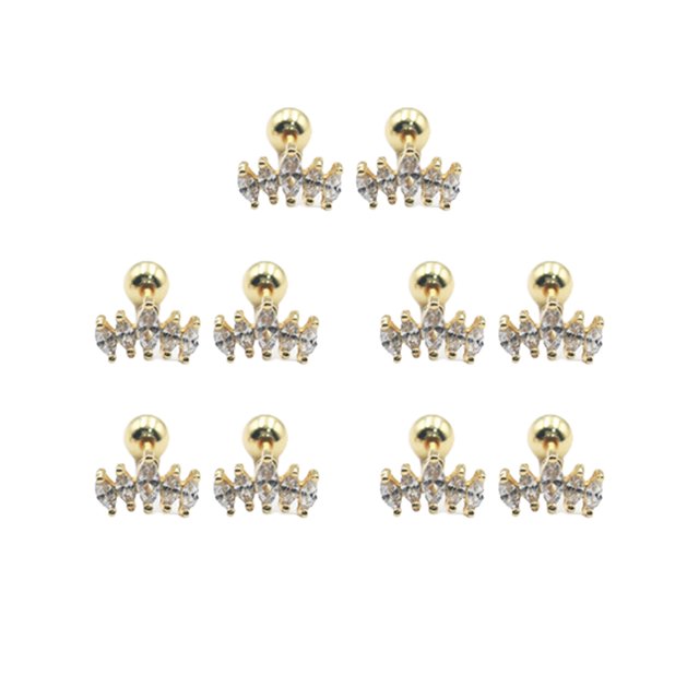 Qarigey Pendientes de circonita de 5 uds., accesorio de decoración elegante a la moda, pendientes pequeños, regalo de cumpleaños, decoración de Ropa, zapatos y accesorios Miscelánea Dorado M Qarigey AP009683-07B