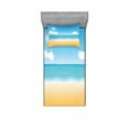 thumbnail image 2 of Ambesonne Beach Fitted Sheet & Pillow Sham Set, Relaxing Sunny Seaside, Full, Sand Brown Sky Blue, 2 of 3